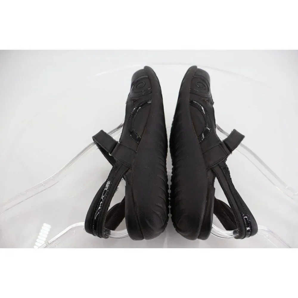 Naot Rongo Mary Jane Shoe Women Sz 37 6 Black Leather Slingback Flat Cork Insole